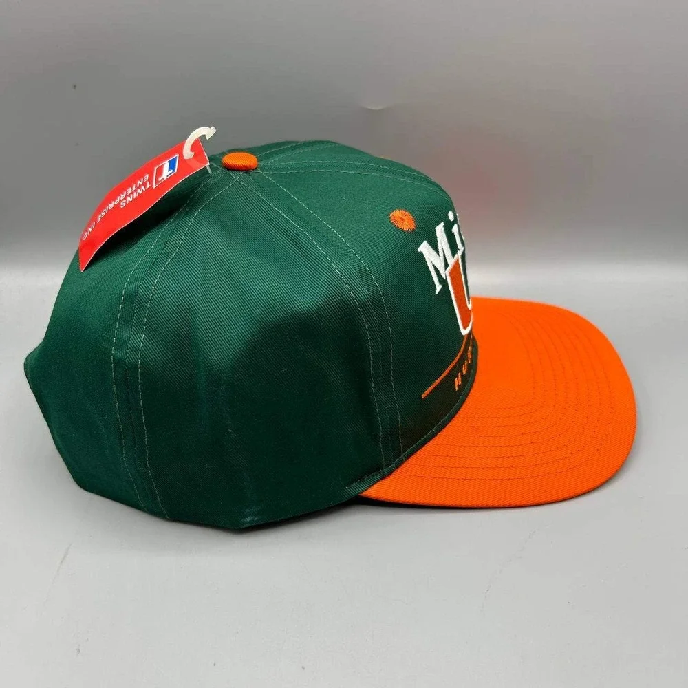 Vintage Miami Hurricanes Hat Men Green Twins Enterprise Snap Back Cap New